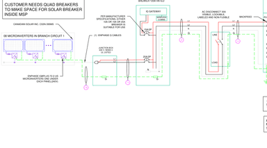 Single-Line Diagram (SLD) engineering drawing from permit set